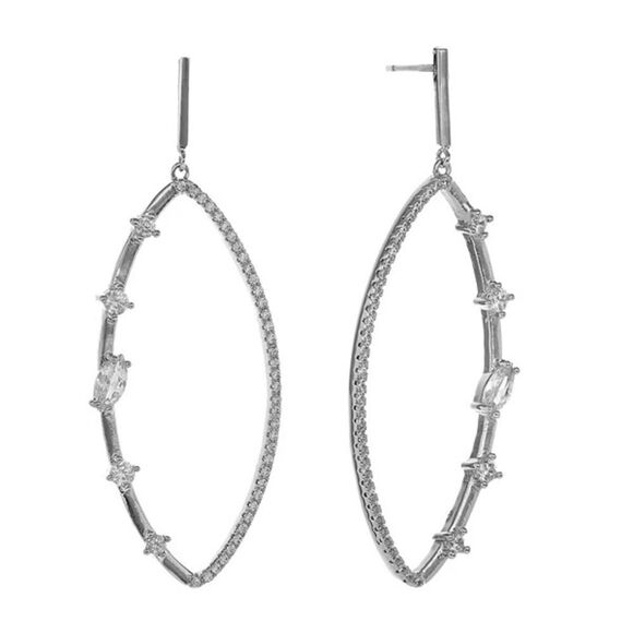 Christian Siriano New York Navette Cubic Zirconia Drop Earrings New - Picture 1 of 3